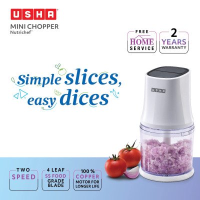 Usha Multipurpose Chopper Capacity 500 ml with 2 Years Warranty 300 W Chopper??(White)