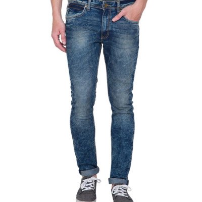  Seasons Navy Blue Slim Solid Jeans