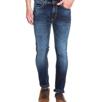  Seasons Navy Blue Slim Solid Jeans