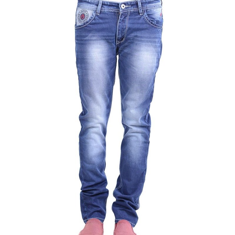   Seasons Navy Cotton Slim Faded Jeans