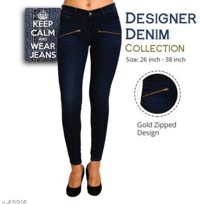 Seasons Designer Denim Gold Zipped Jeans