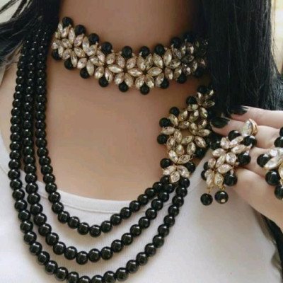 Trendy Black Alloy Women's Jewellery Set 