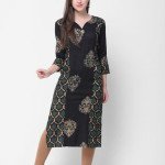 Aakarsha Voguish Black Printed Kurtis