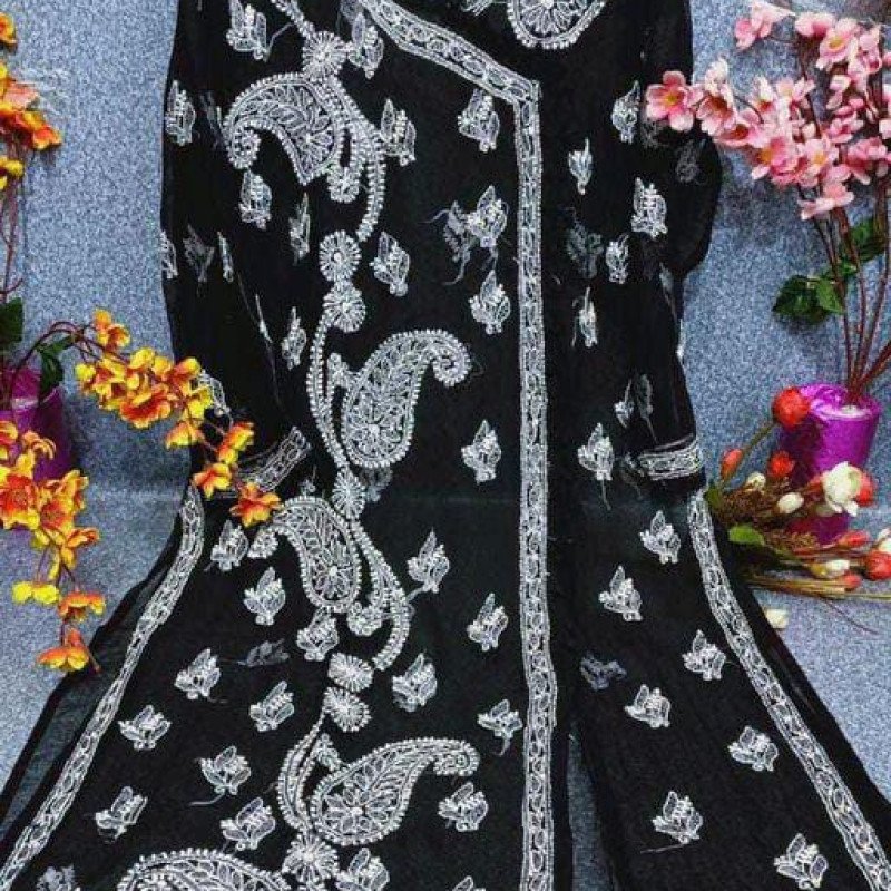 Charvi Fabulous Black Georgette Kurtis