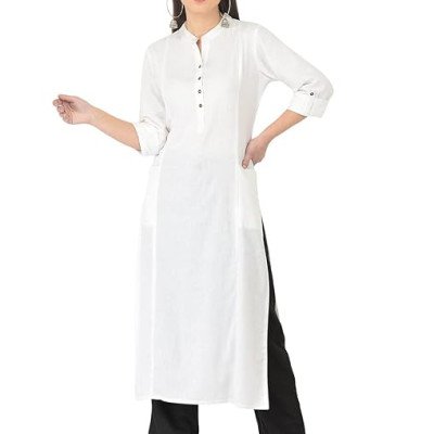 White  Women's Cotton Straight Kurta