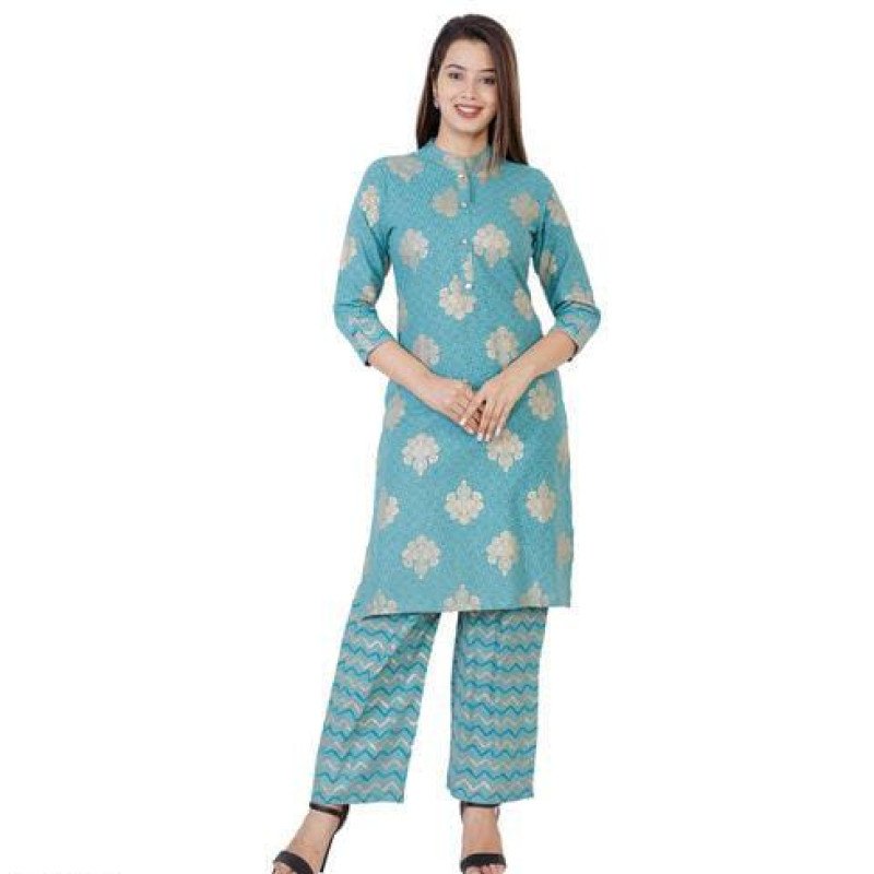 Stylish Blue Printed Women Kurta Sets