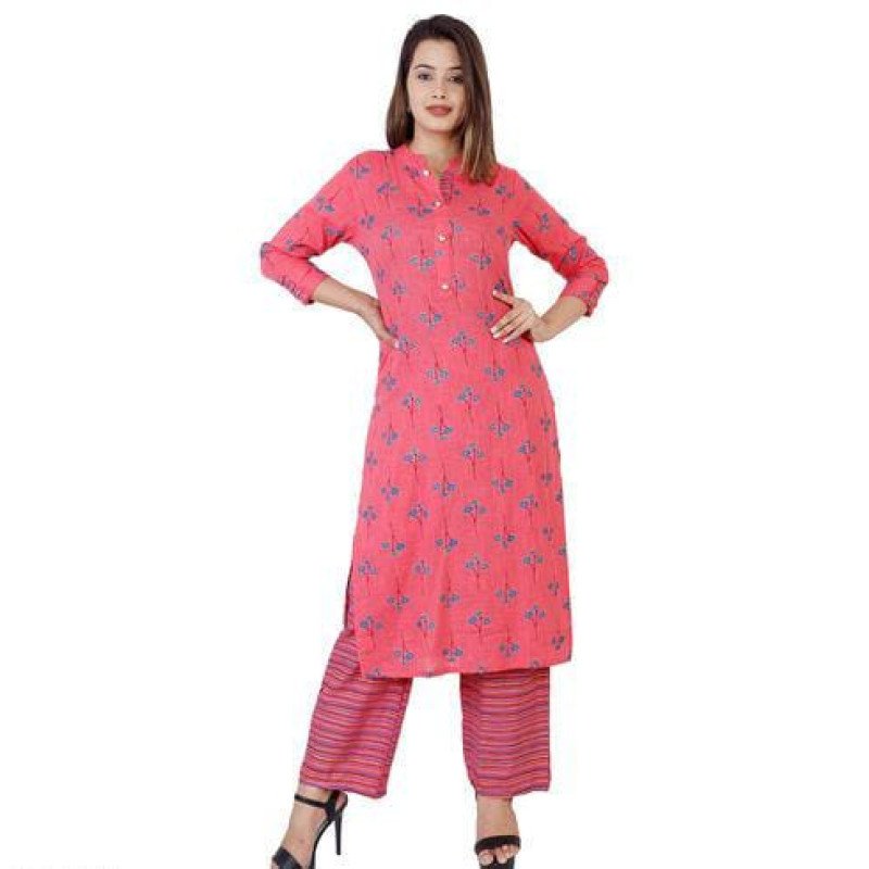 Stylish Coral Floral Printed Women Kurta Sets