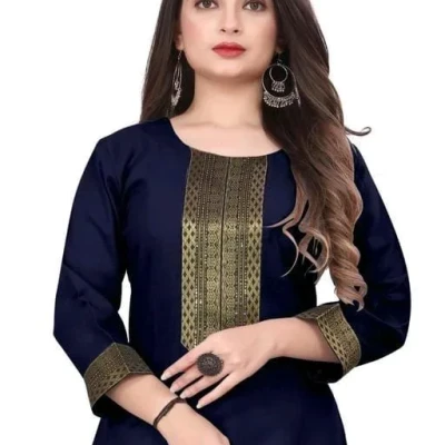 Aagyeyi Petite Blue Three Quarter Sleeves Kurtis