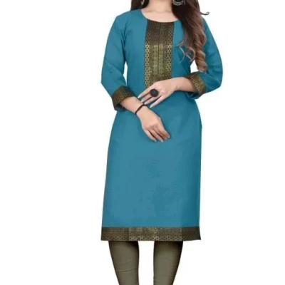 Aagyeyi Petite Three Quarter Sleeves Blue Kurtis