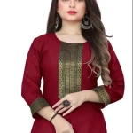 Aagyeyi Petite Three Quarter Sleeves Marron Kurtis