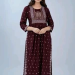 Kashvi Sensational Maroon Embroidered Printed Kurtis