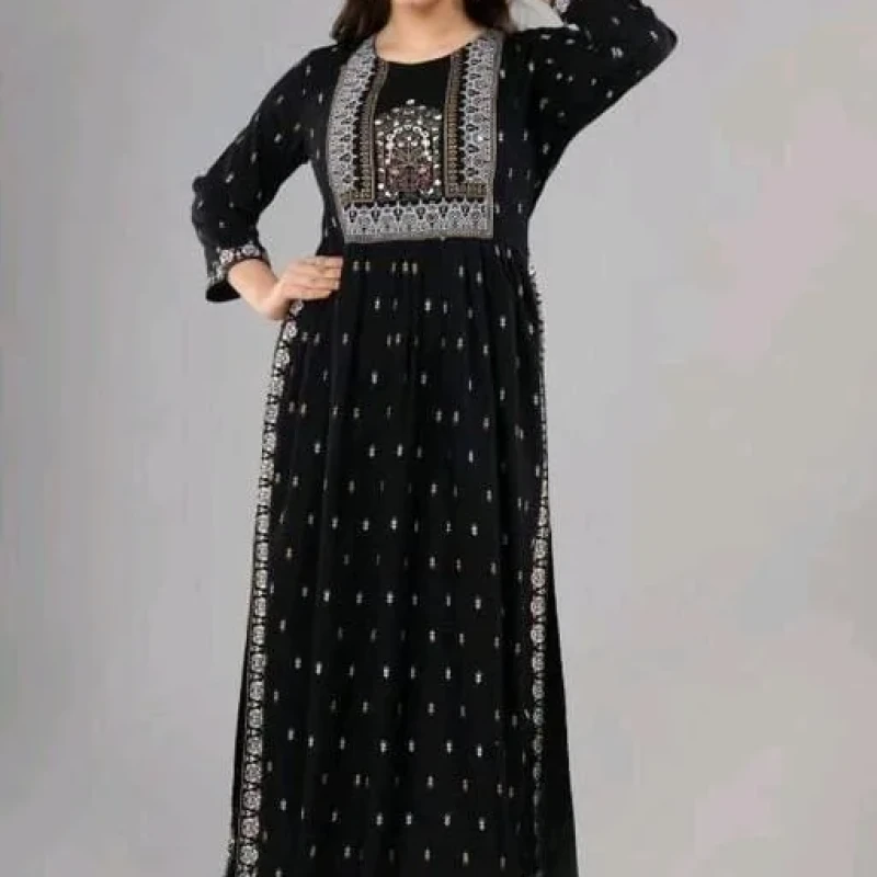 Kashvi Sensational Black Embroidered Printed Kurtis