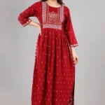 Kashvi Maroon Embroidered Printed Kurtis