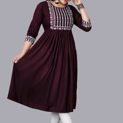 Trendy Drishya Brown Embroidered Kurtis