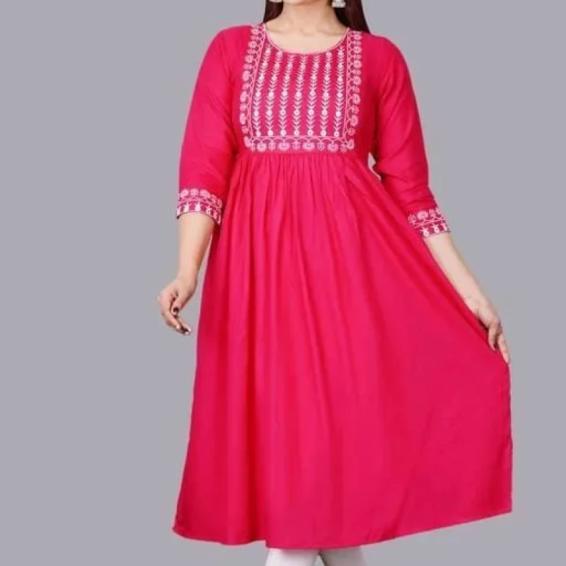 Trendy Drishya Red Embroidered Kurtis