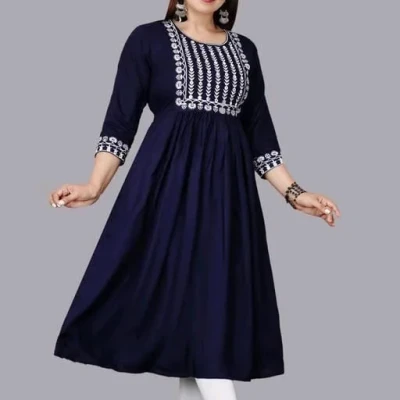 Trendy Drishya Navy Embroidered Kurtis