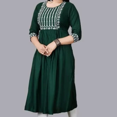 Trendy Drishya Green Embroidered Kurtis