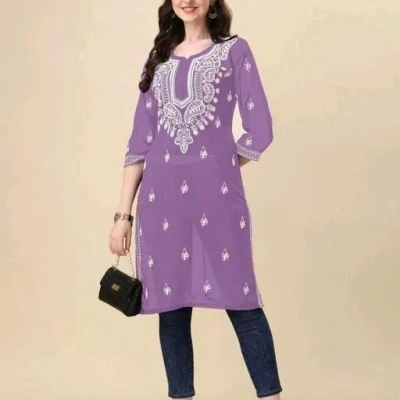 Alisha Drishya Embroidered Purple Chikankari Kurtis