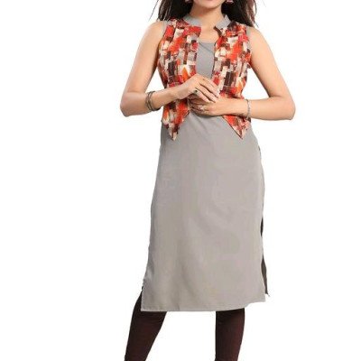 Stylish Grey Printed Womens Kurta Sets