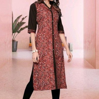 Stylish Multi Heavy American Crepe Kurtis