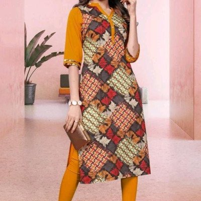 Heavy Multi Printed American Crepe Kurtis