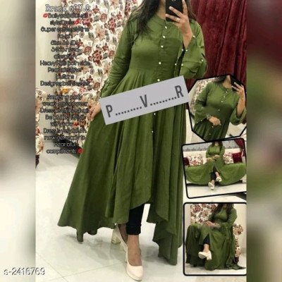 Cinderella Green Ethnic Rayon Pearl Work Kurti