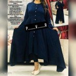 Cinderella Blue Ethnic Rayon Pearl Work Kurti