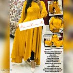 Cinderella Yellow Ethnic Rayon Pearl Work Kurti