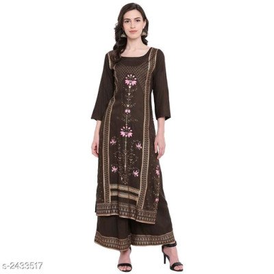 Eashita Brown Printed Attractive Kurta Set