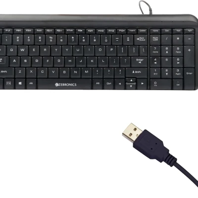 Zebronics Zeb-Glide / Multimedia, Rupee Symbol Key, Gold Plated USB Connector Wired USB Desktop Keyboard??(Black)