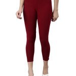 Maroon Skinny Fit High Ankle Length Leggings