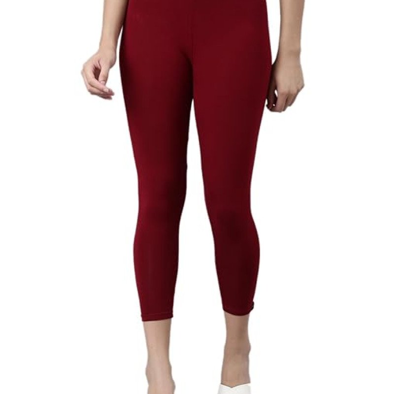 Maroon Skinny Fit High Ankle Length Leggings