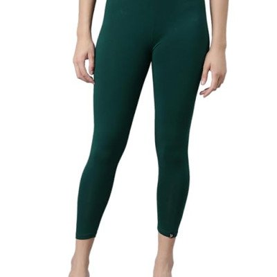 Green Skinny Fit High Ankle Length Leggings