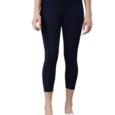 Navy Skinny Fit High Ankle Length Leggings