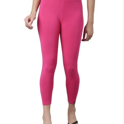 Pink Skinny Fit High Ankle Length Leggings