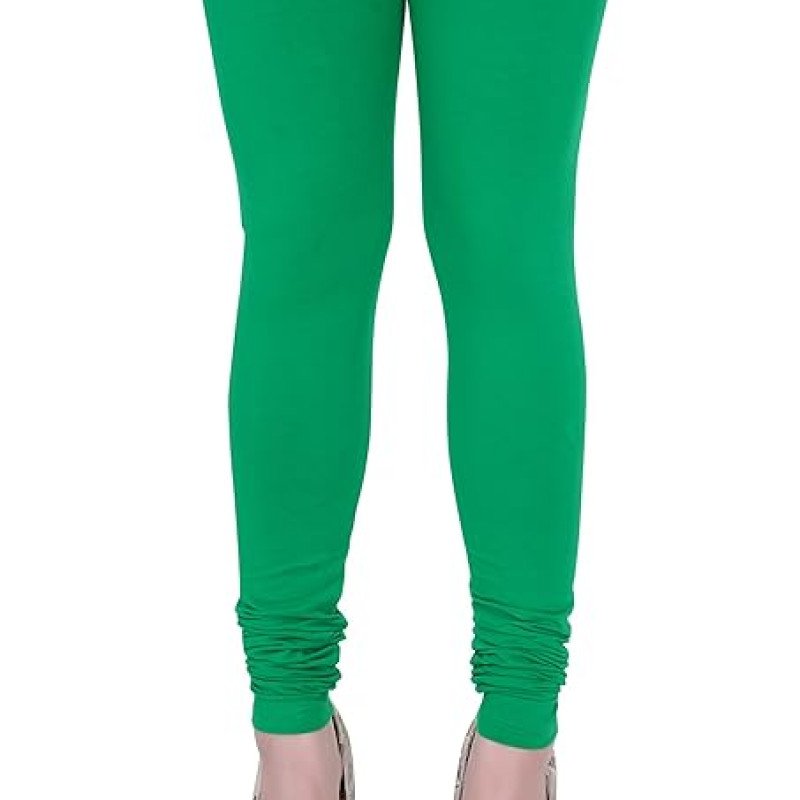 Green Plus Size Ultra Soft Churidar Cotton Lycra Leggings