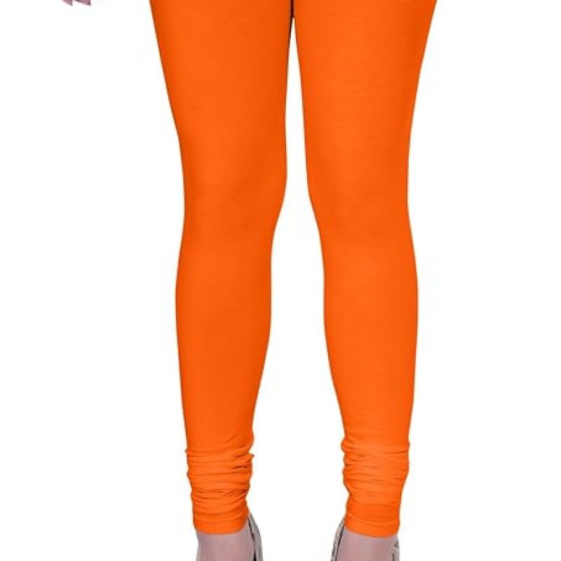 Orange Plus Size Ultra Soft Churidar Cotton Lycra Leggings