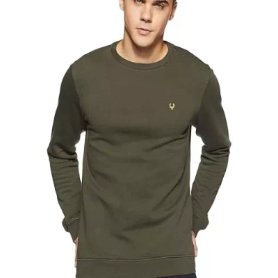 Olive Men's Cotton Crew Neck SweaT-Shirt