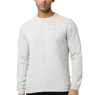 Grey Cotton Round Neck Regular SweaT-Shirt