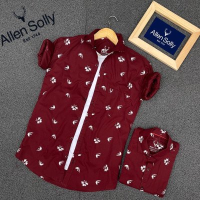 Seasons Maroon Printed Full Sleeves Men Shirt