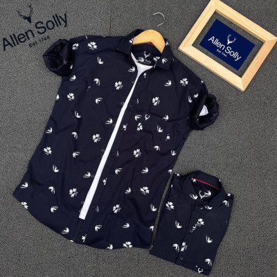 Seasons Navy Printed Full Sleeves Men Shirt