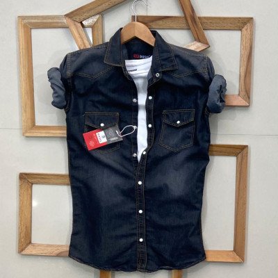 Seasons Navy Denim Full Sleeves Men Shirt