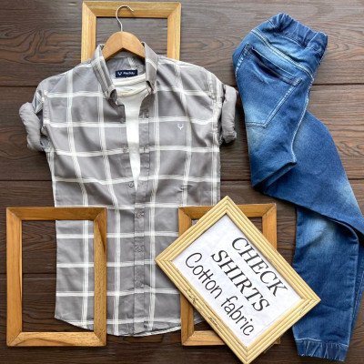 Trendy Men Grey Full Sleeves Shirt