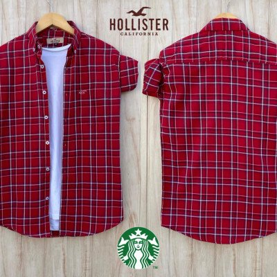 Seasons Maroon Check Cotton Shirts