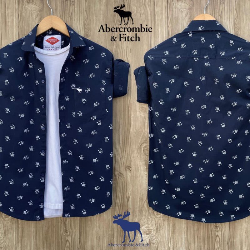 Seasons Navy Printed Cotton Shirts