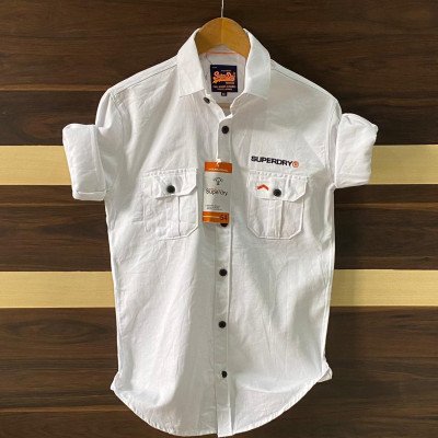 Seasons White Cotton Cargo Shirts