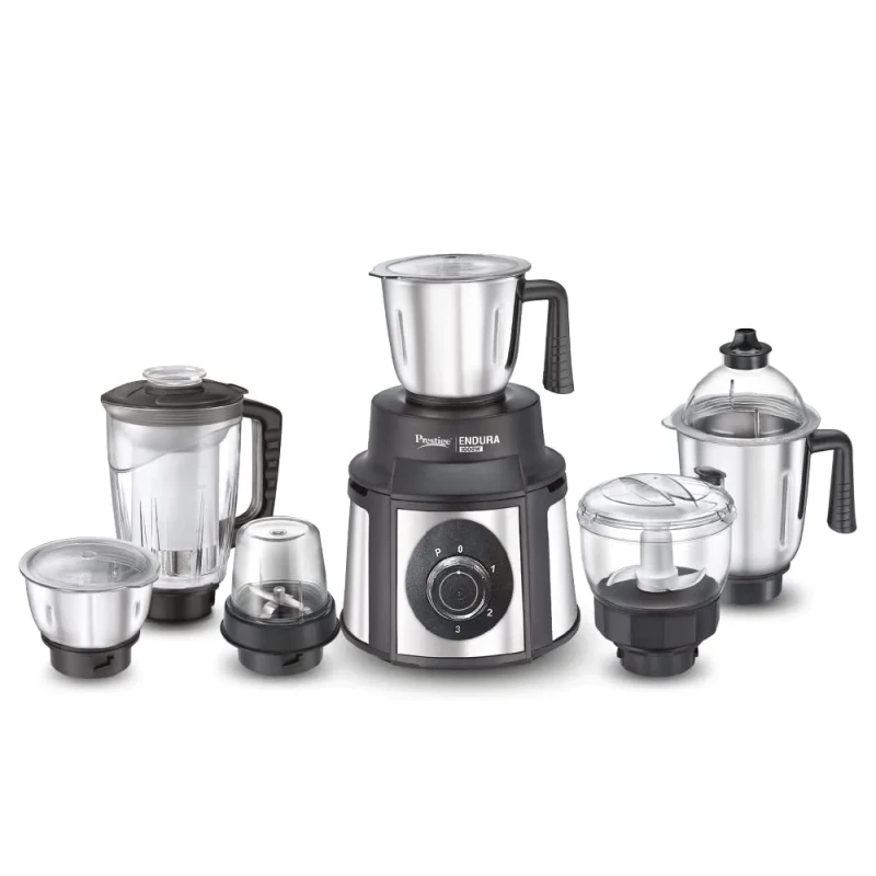 Prestige Endura 1000 Juicer Mixer Grinder (6 Jars, Black, Silver)