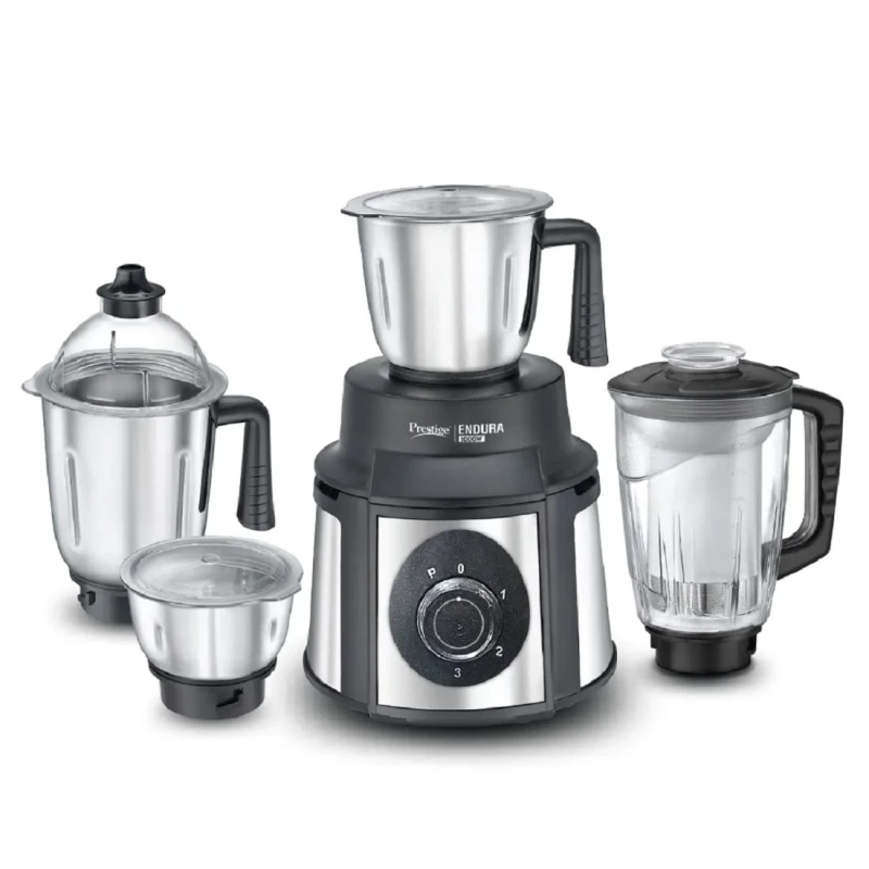 Prestige Endura 1000 Juicer Mixer Grinder (4 Jars, Black with Silver)