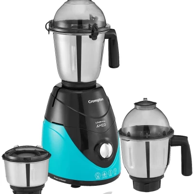 Crompton Caliber 750W 3 Jar Mixer Grinder (White Blue) 750 Mixer Grinder (3 Jars, White Blue)