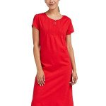 Red Women's Cotton Knee Length Night Gown